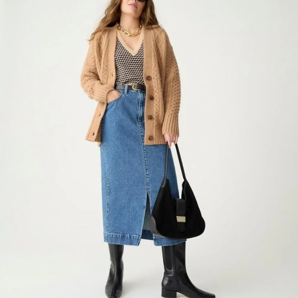 J. Crew Cable-knit stretch cardigan sweater 2X